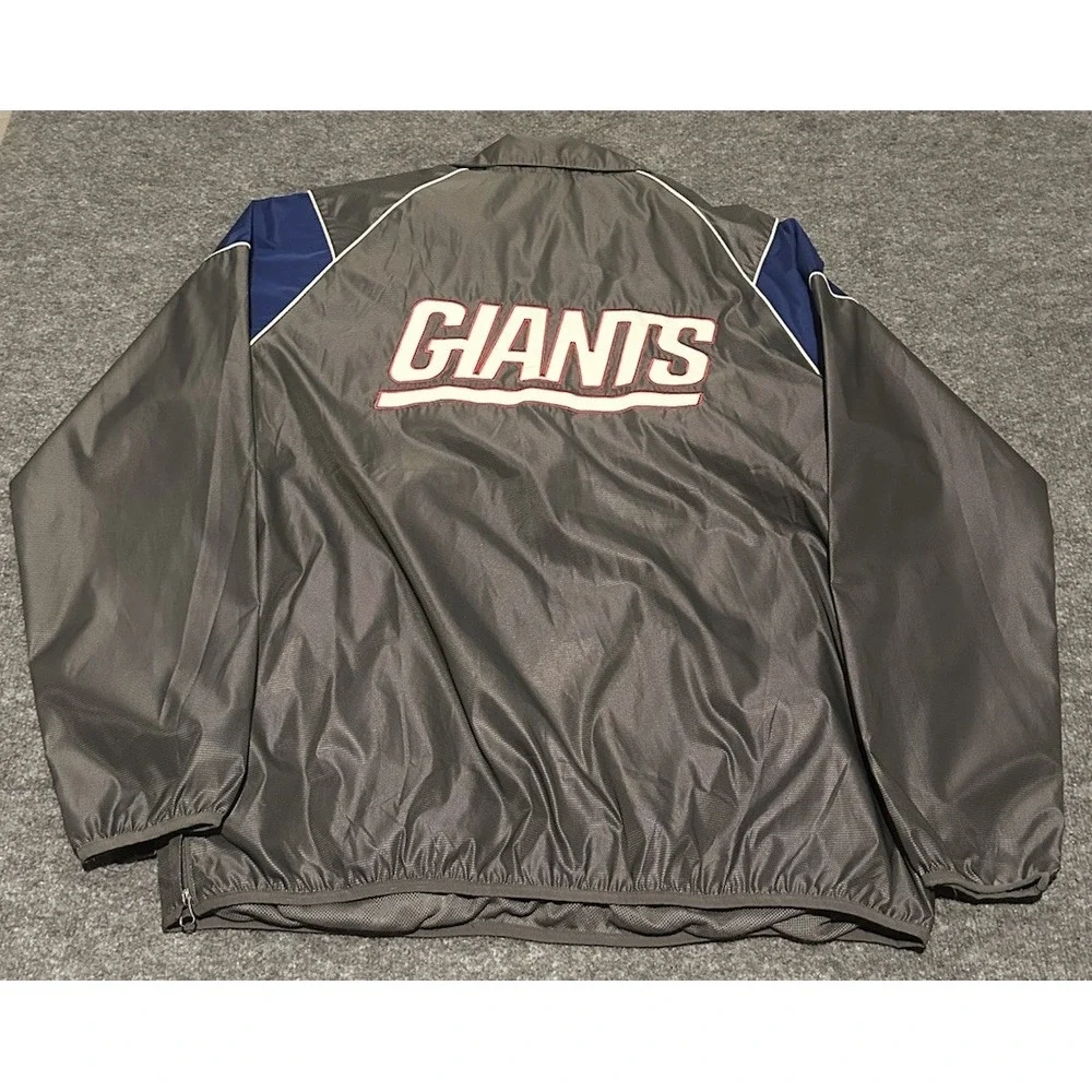 NFL Team Apparel New York Giants Mens 1/4 Zip Grey Coaching Windbreaker Shirt